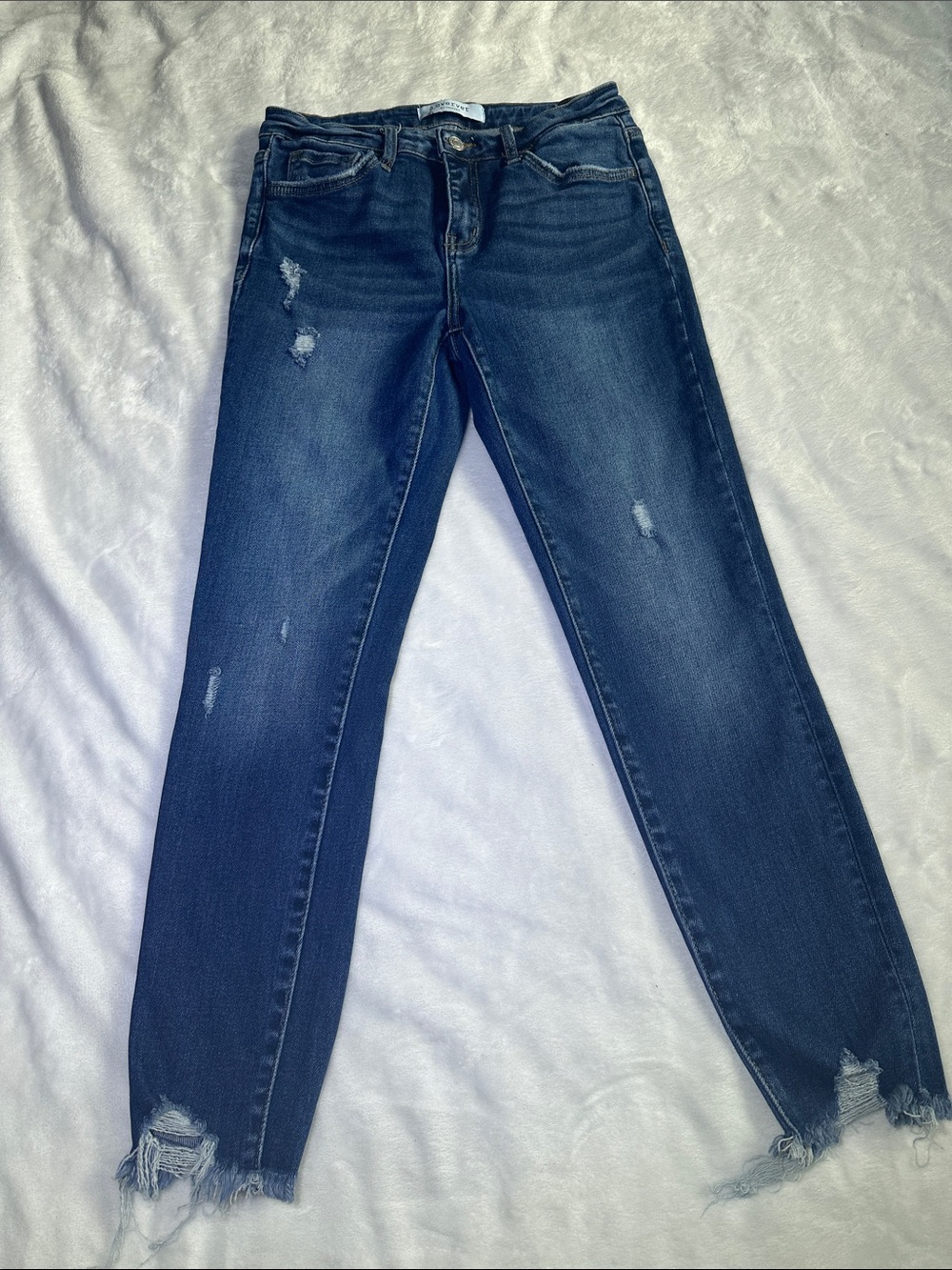 Women's Skinny Distressed Dark Blue Jeans